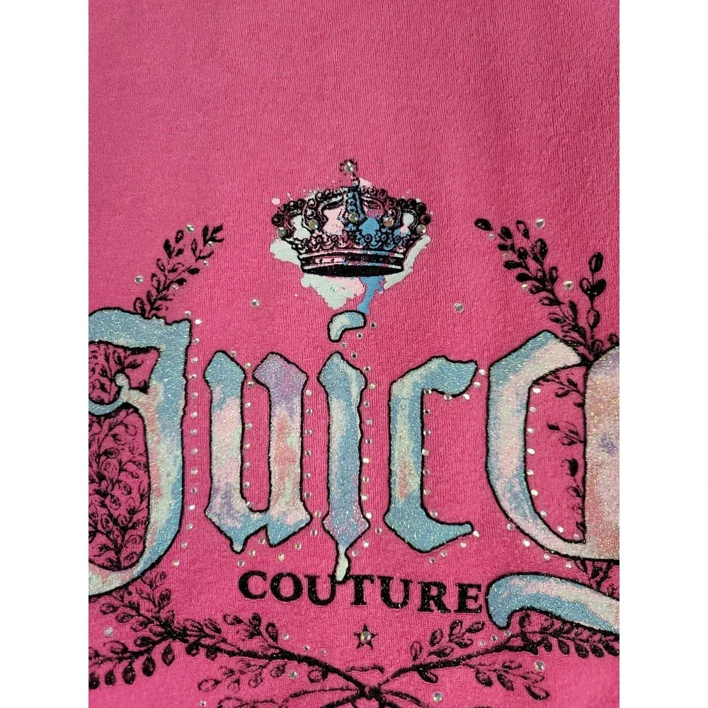 Juicy Couture XL Bright Pink Velour Zip Hoodie Jacket Y2K‎ Rhinestone Bling